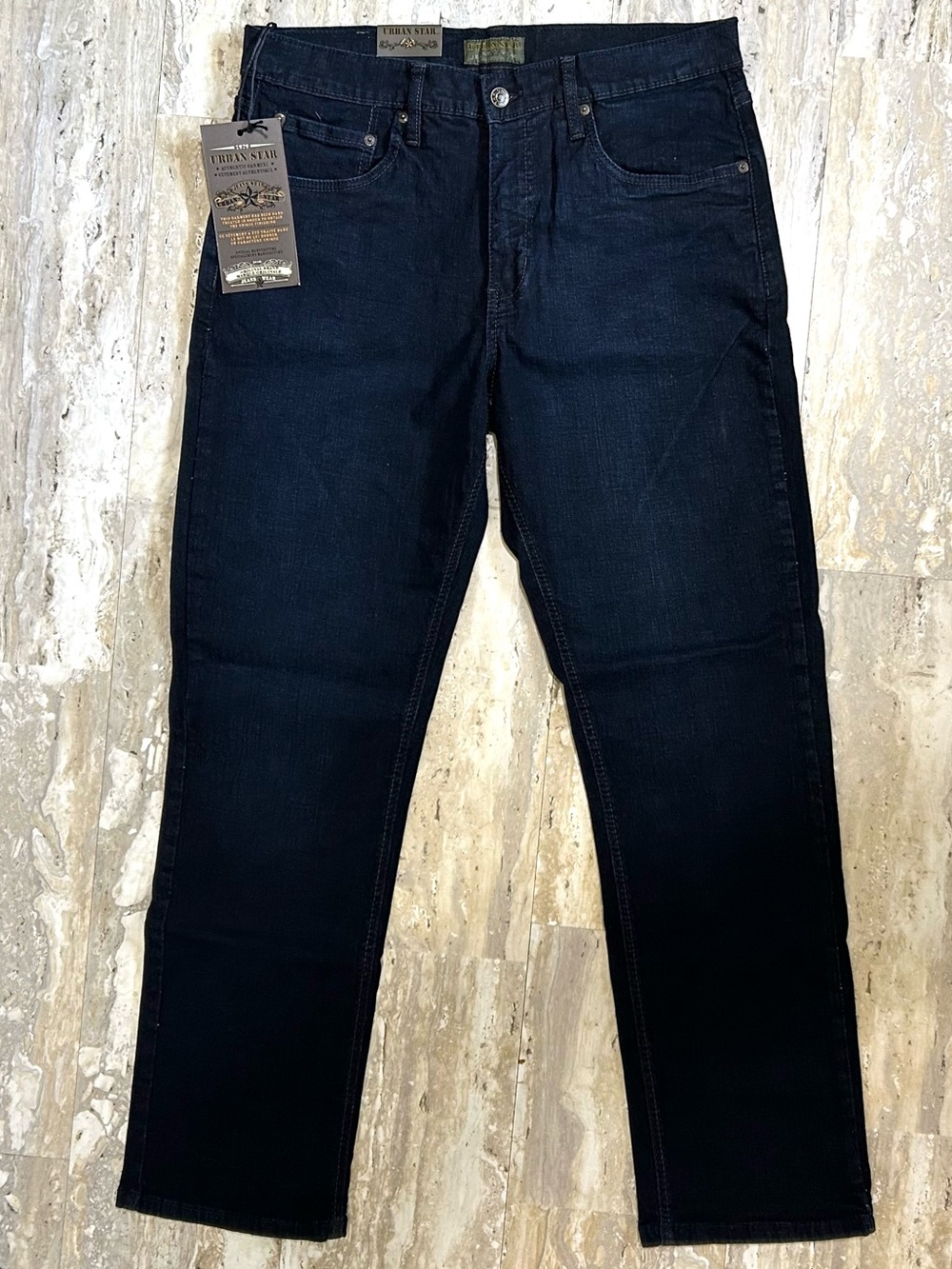 New Urban Star Dark Blue Jeans 36” X 31” Stretch Relaxed Fit Straight Leg